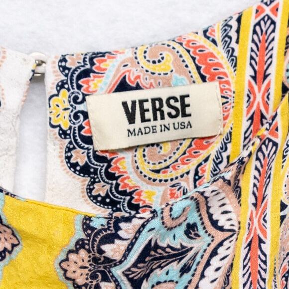 Women's Vintage XL Tank Top VERSE Retro Yellow Floral 100% Rayon Made in USA - Picture 3 of 5